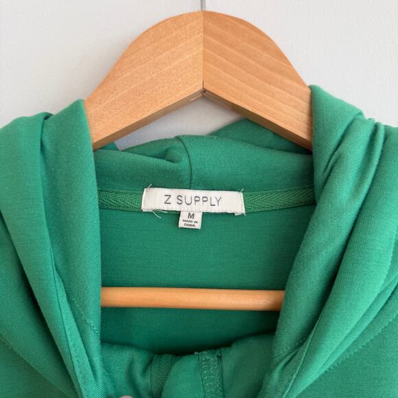 Z Supply Colorblock Half Zip Adjustable Drawstring Hoodie Jacket Green White M - Picture 6 of 8